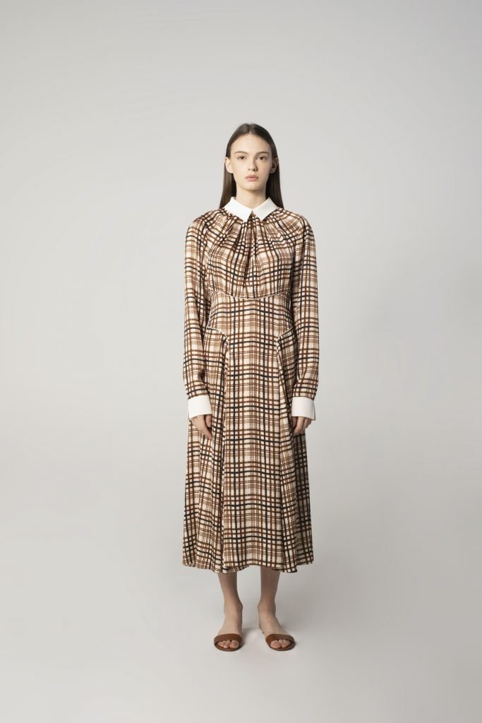 Long-sleeve Dress in Check Print