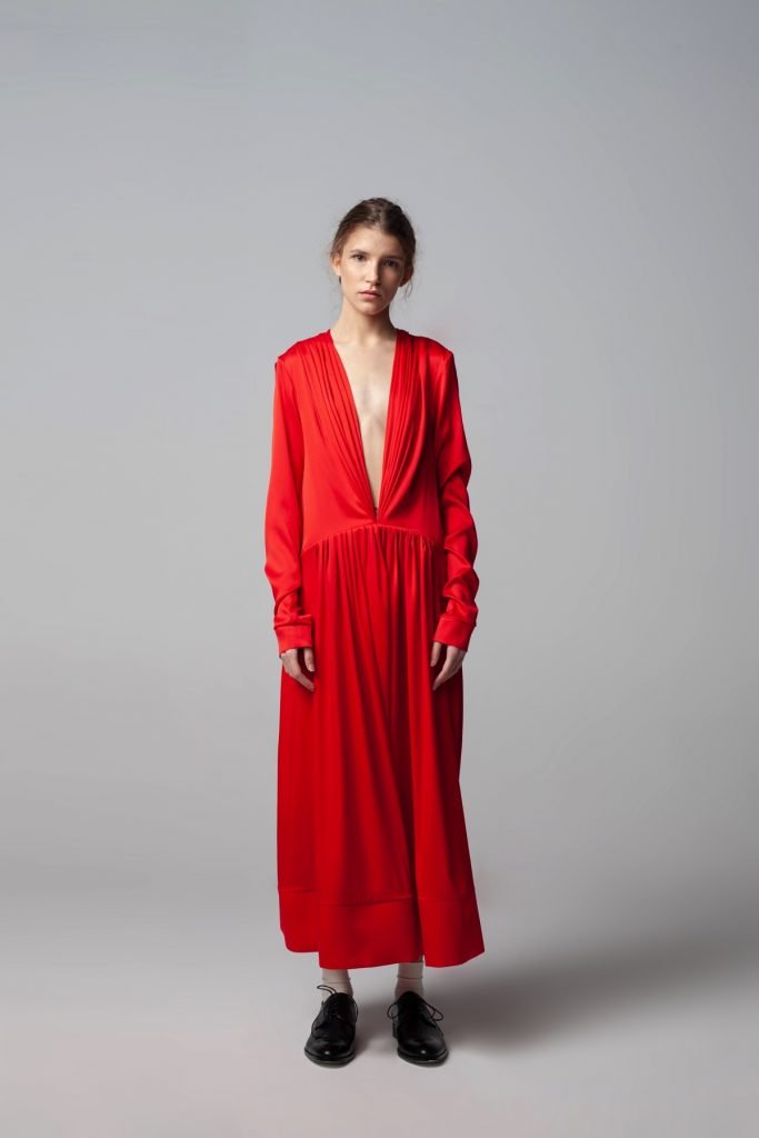 Red Deep V-neck Dress