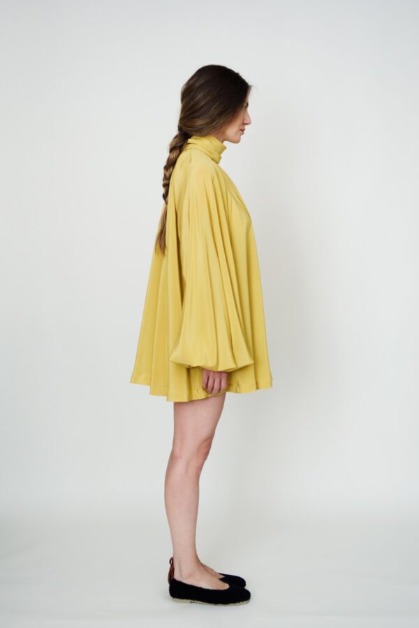 marija tarlac balloon sleeve mini dress in mustard yellow 1
