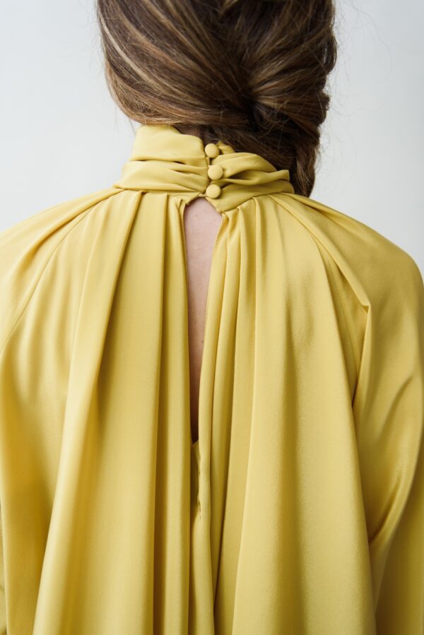 marija tarlac balloon sleeve mini dress in mustard yellow 3
