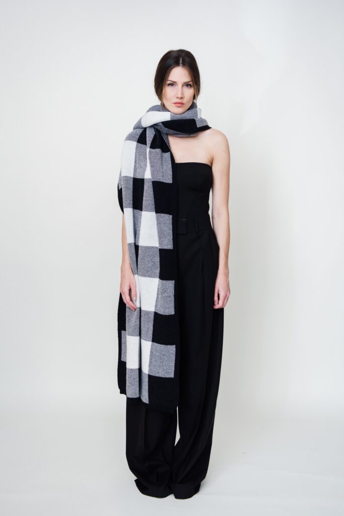 Checked Oversized Wool Scarf