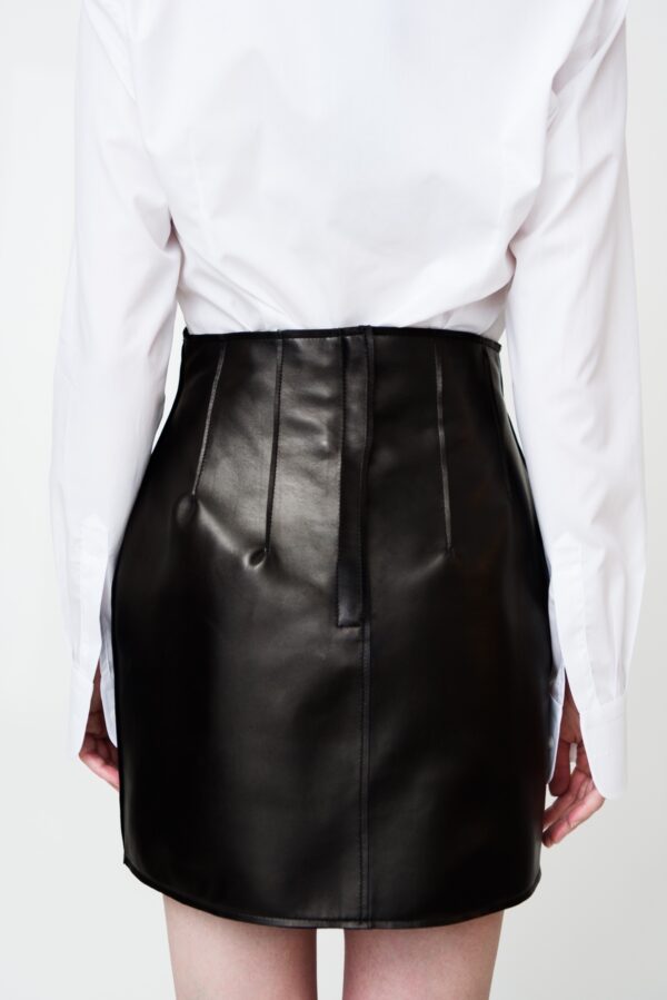 marija tarlac high rise leather skirt in black 1