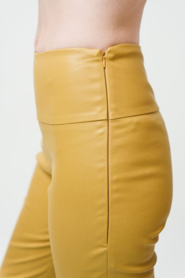 marija tarlac leather leggings in mustard yellow 3