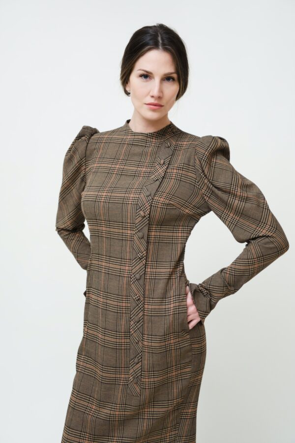 marija tarlac midi dress in check printed wool 2