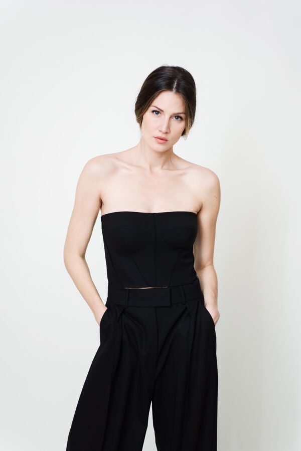 Strapless Wool Top in Black
