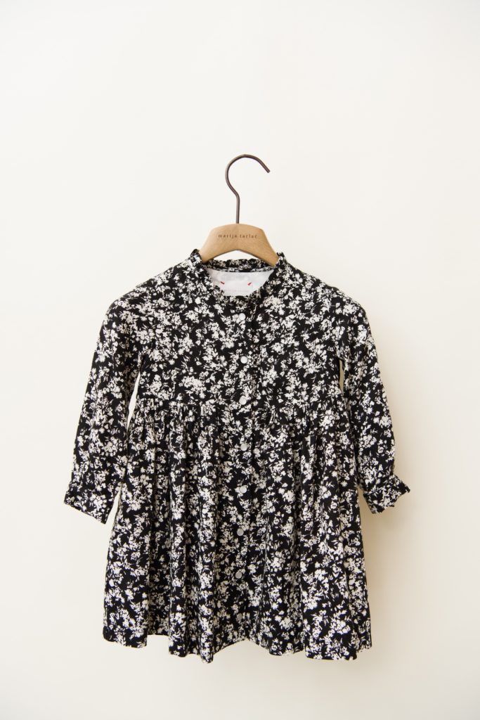 Buttoned Black and White Floral Dress