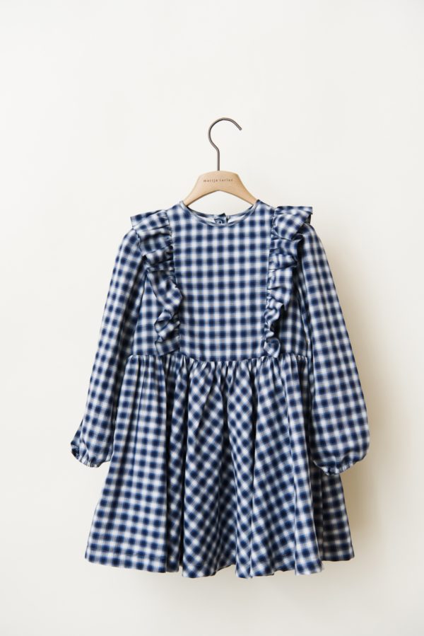 Checkered Pleated Dress with Ruffles