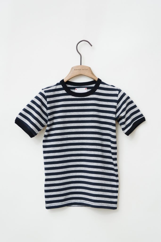 Cotton T-shirt with Blue and Grey Stripes