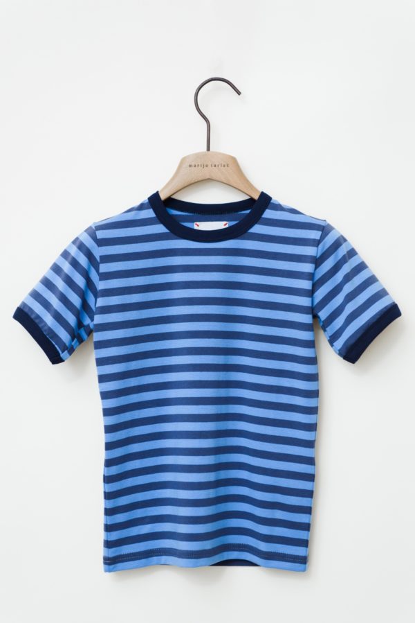 Cotton T-shirt with Blue Stripes