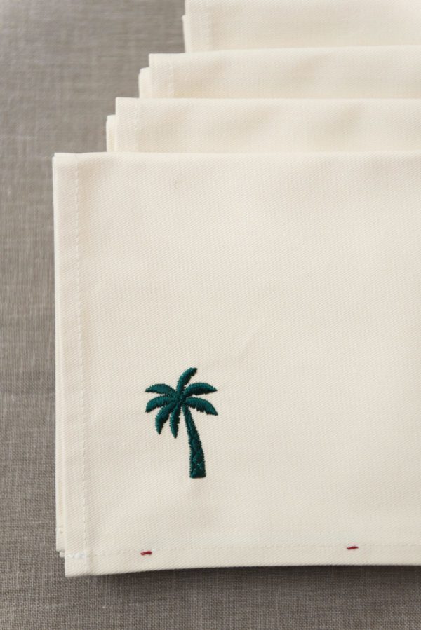 Mini Guest Towels Off White- Palm(pack of 4)