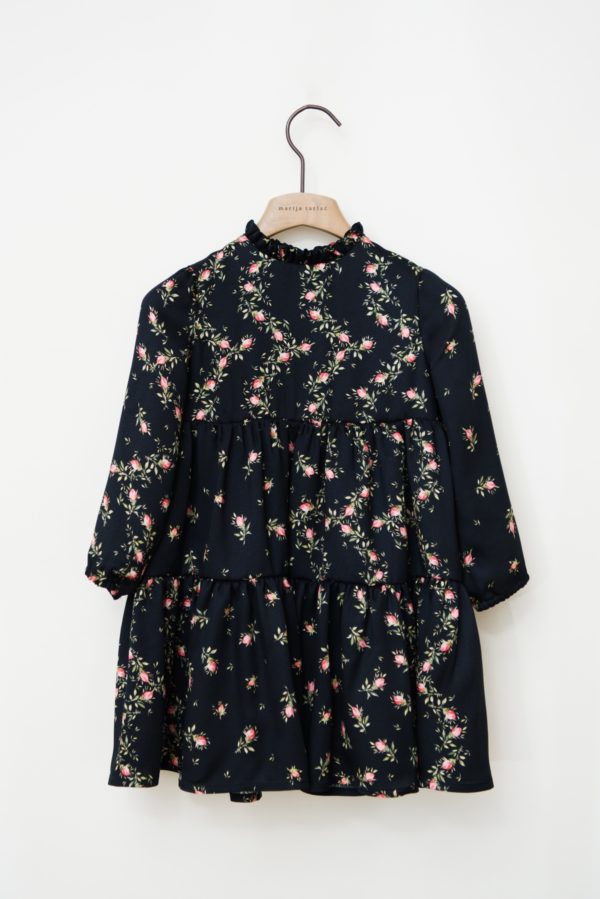 Viscose Black All-over Flower Print Dress