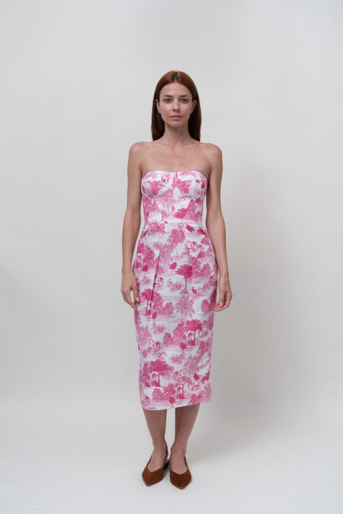 Strapless Tropic Midi Dress
