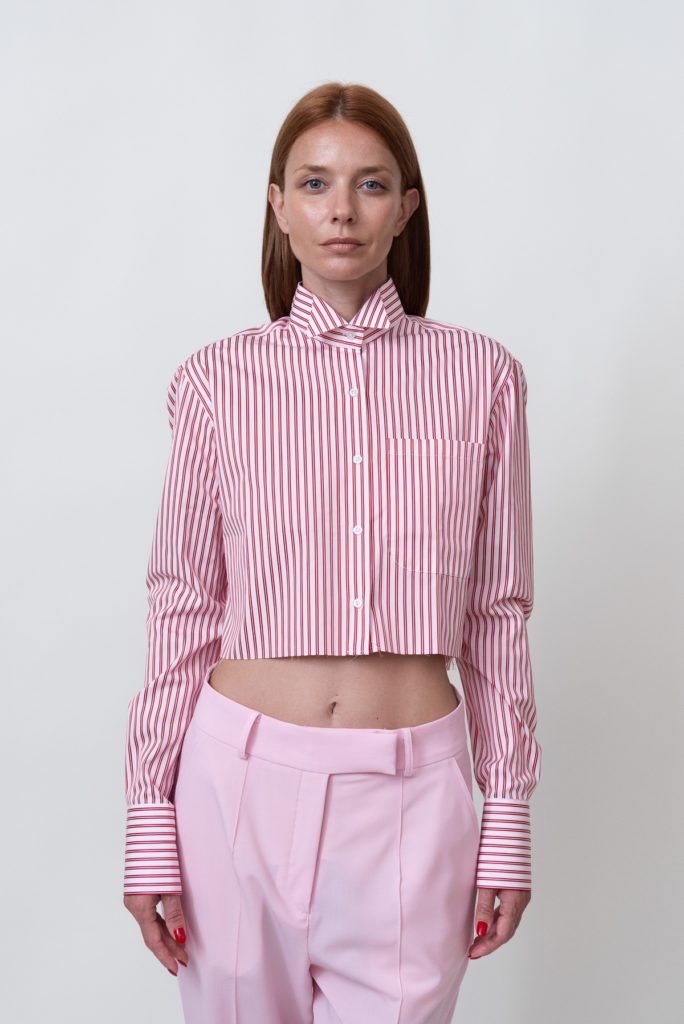 Cropped Striped Cotton Shirt