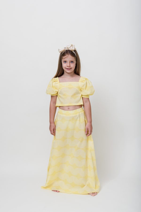 Cropped Top and Skirt Set in Yellow