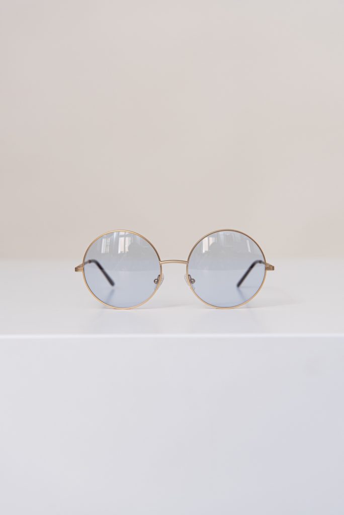 Oversized Round-frame Blue-tone Sunglasses