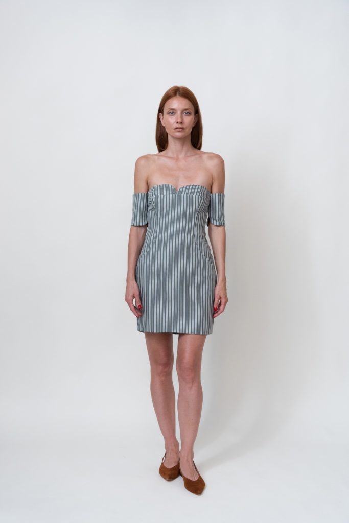 Strapless Stripe-Print Mini Dress