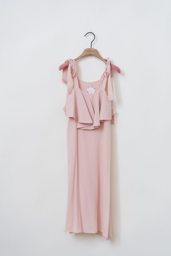 Viscose Tie-Strap Dress In Soft Pink