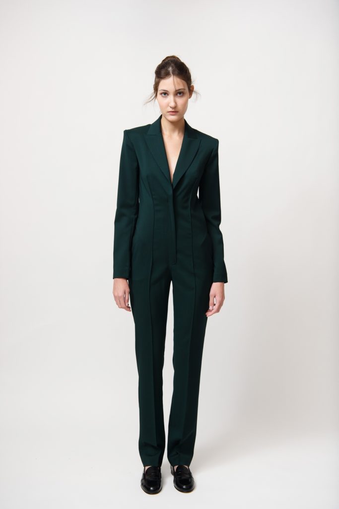 Olive-Green Wool Jumpsuit