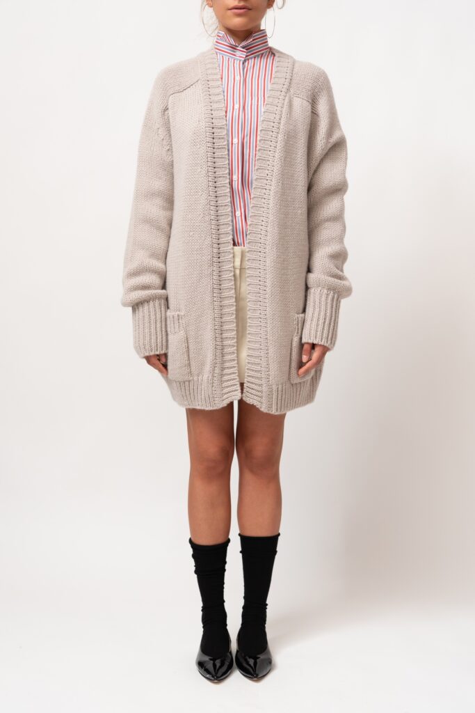 Beige Wool Cardigan With Pockets
