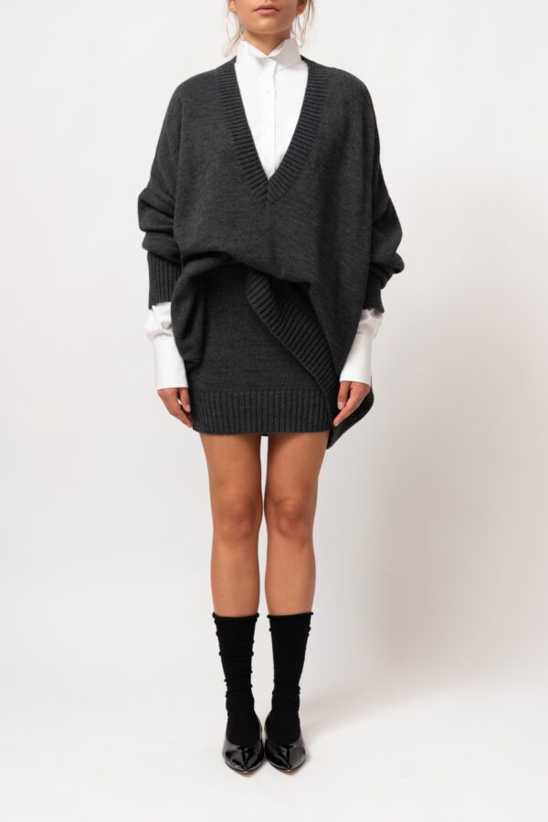 Gray Wool Mini Skirt