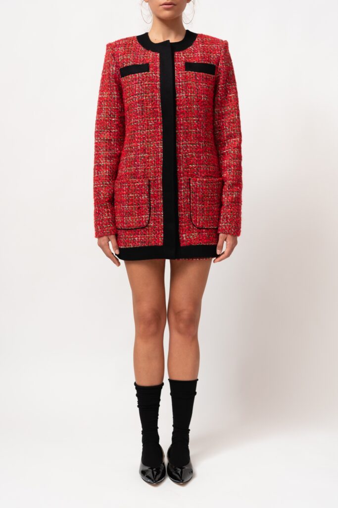 Red Wool Boucle Jacket
