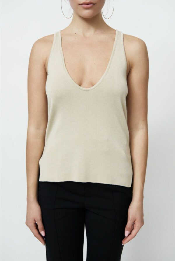 Knitted T-shirt in Beige