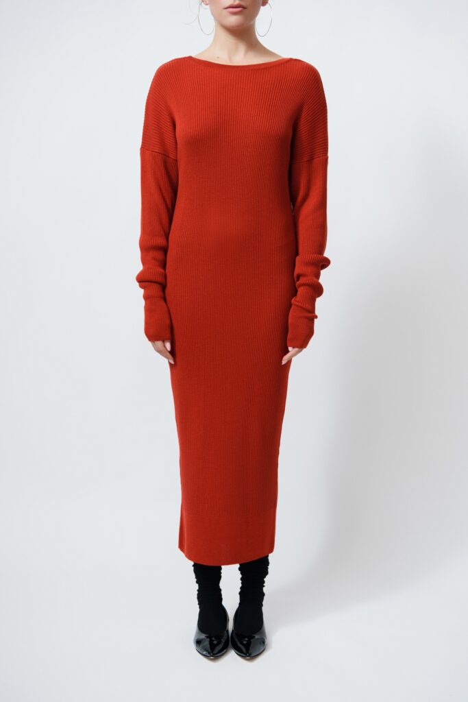 Midi Terracotta Knitwear Dress