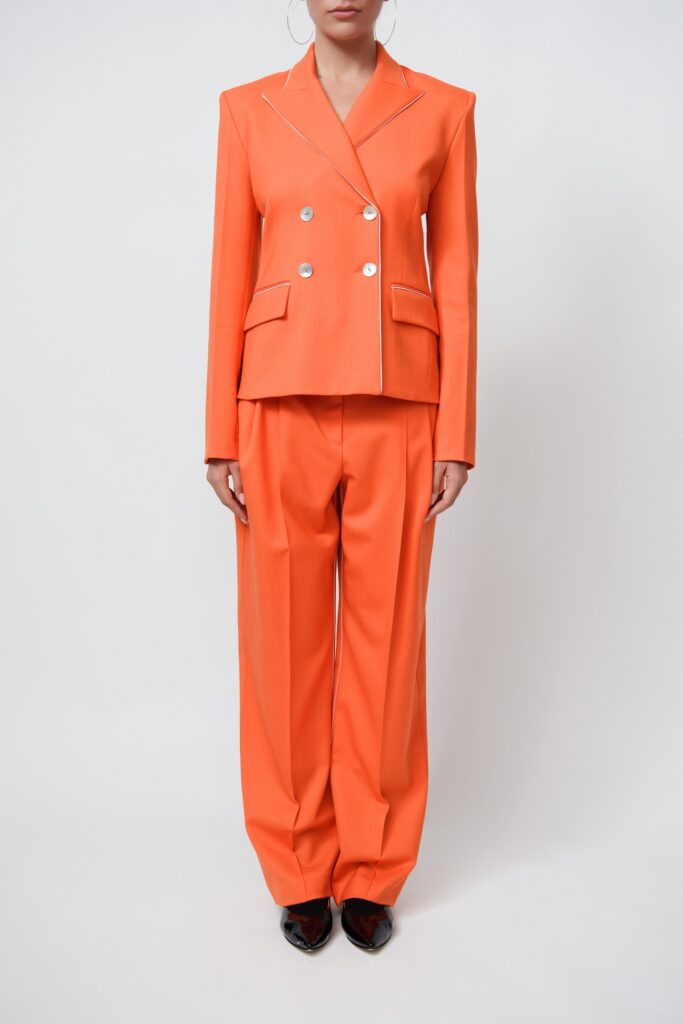 Rimmed Wool Suit in Orange
