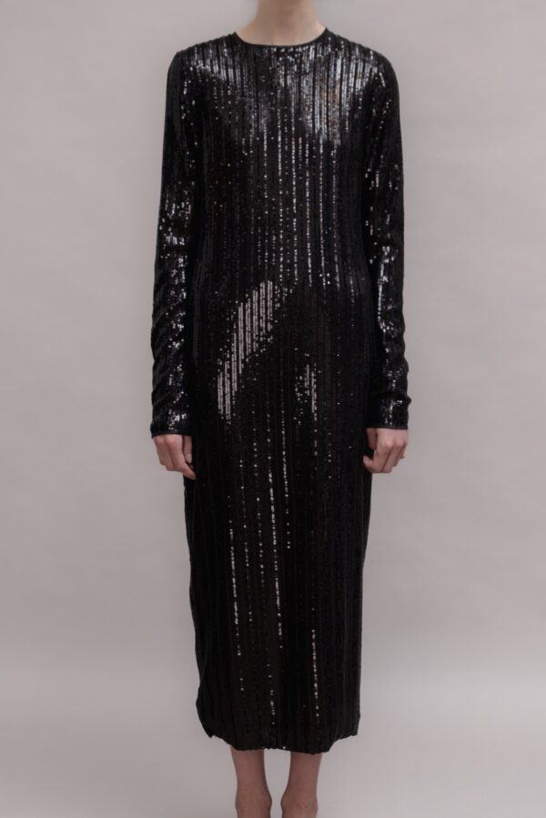 Black Sequin Midi Dress