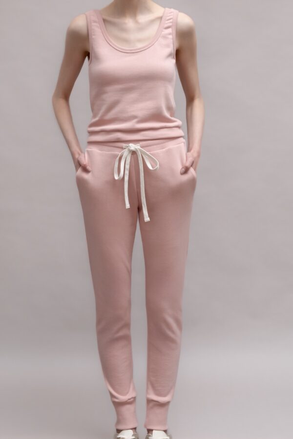 Blush Pink Ribbed Tank and Joggers Set