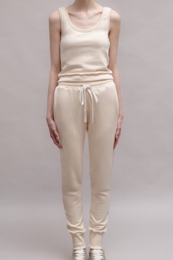 Cream Ribbed Tank and Joggers Set