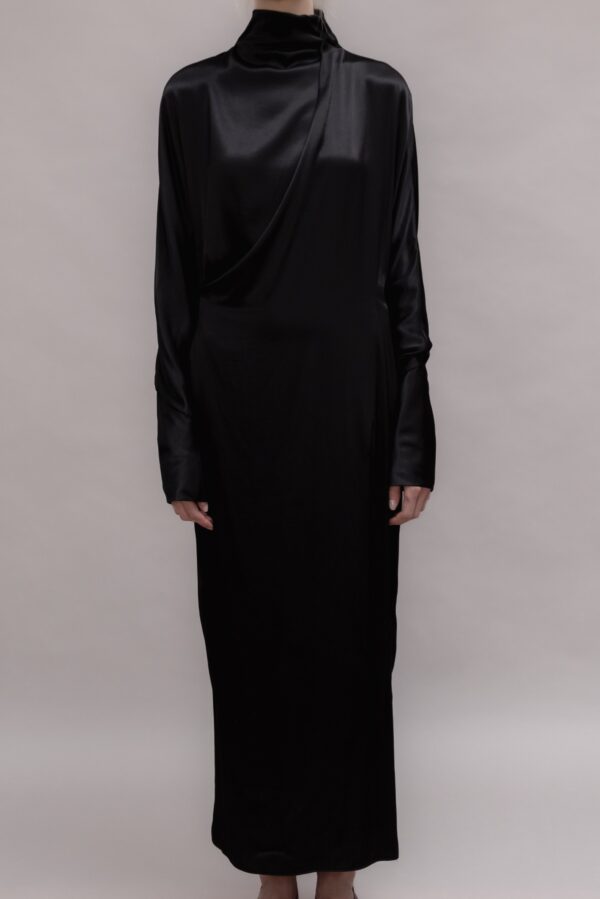 Drapped Back Satin Dress