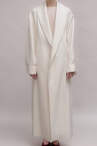 Ivory Drapped Collar Coat