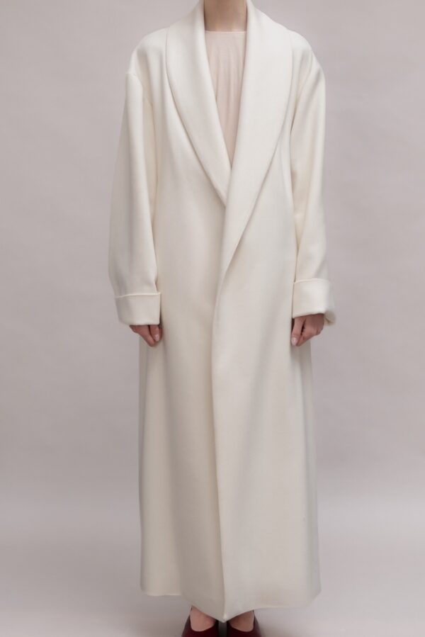 Ivory Drapped Collar Coat