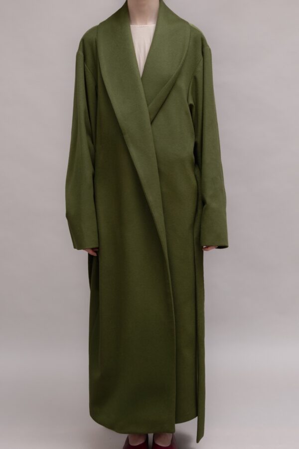 Olive Cashmere Belted Coat