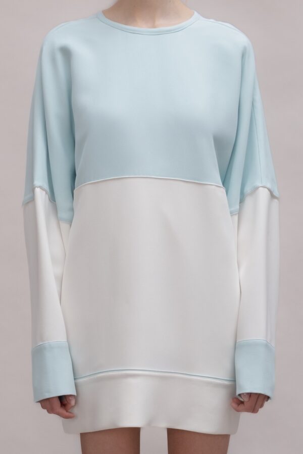 Open-Back Sweatshirt Dress- Blue&White