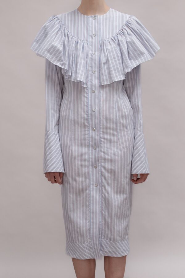 Striped Ruffle Shirt Dress